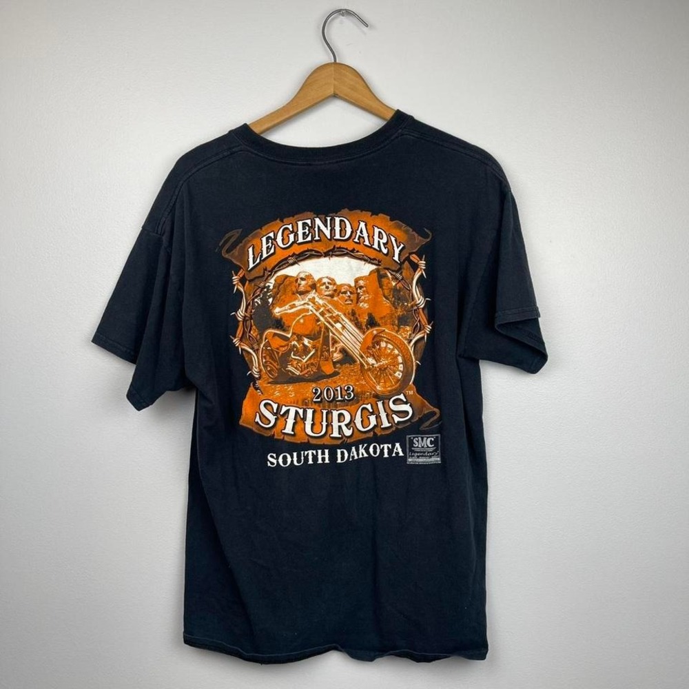 Grunge Biker Sturgis Graphic Tee Shirt Black Streetwear Large Cotton Motorcycle